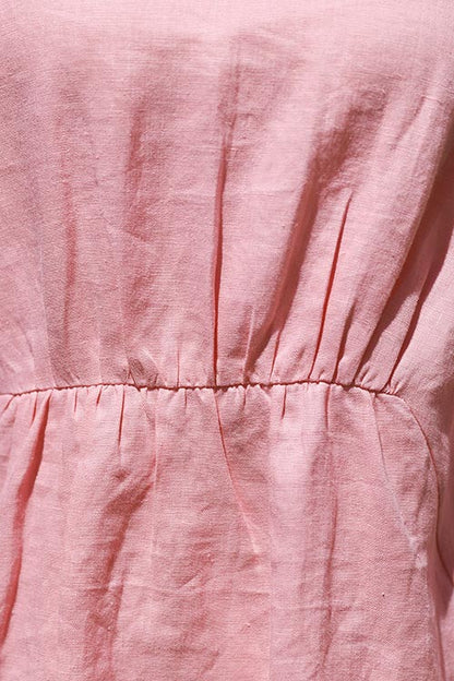 Soft Linen Midi Dress – Handmade Pink Retro Long Dress for Women | Xiaolizi  CYM472