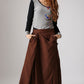 Brown linen skirt woman maxi skirt custom made long skirt (858)