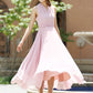 Pink chiffon dress - women maxi dress wedding dress - custom made (1009)