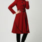 Womens midi Red Cashmere Coat Warm jacket 1111#