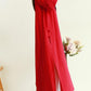 crew dish buckle summer linen long dress with 3/4 sleeves CYM336