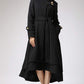 Winter Asymmetrical Black Wool Coat 0703#