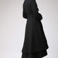 Winter Asymmetrical Black Wool Coat 0703#