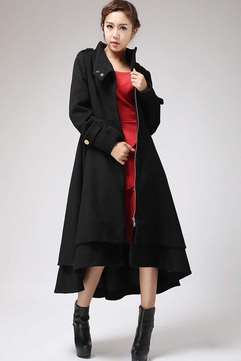 Women's asymmetrical hot sale wool coat