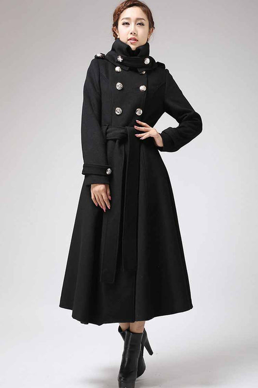 Black coat Cashmere coat Long coat Military Coat 709#