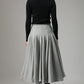 Light gray wool swing skirt for winter 0748#