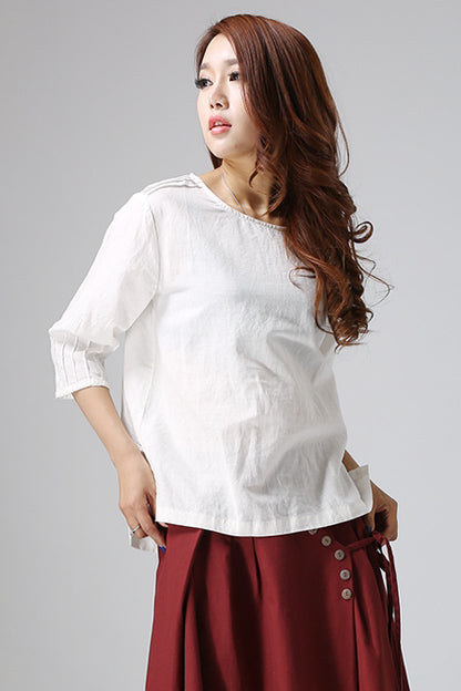 white linen blouse
