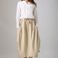 Casual linen skirt woman cotton skirt custom midi skirt in Beige 77912#