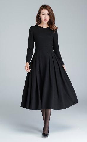 black wool dress