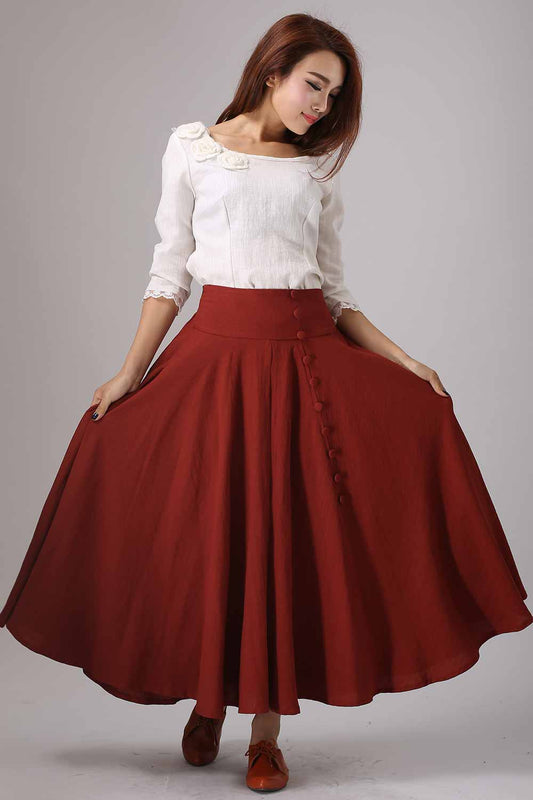 50s swing circle skirt in Red 0781#