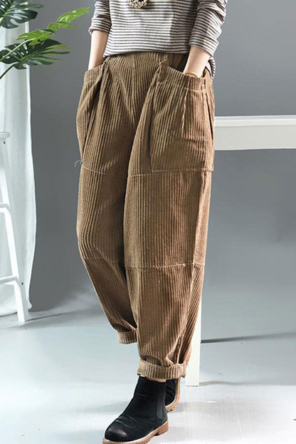Red Corduroy Pants, Wide Leg pants for women 311501