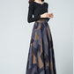 A Line Elastic Waist Plaid Wool Skirt 2711
