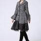 Wool Blend swing Jacket coat with Cowl Neckline, Bell Cuffs and Ruffle Trim Hem 1052#
