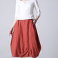 Orange linen skirt maxi skirt women skirt (1194)