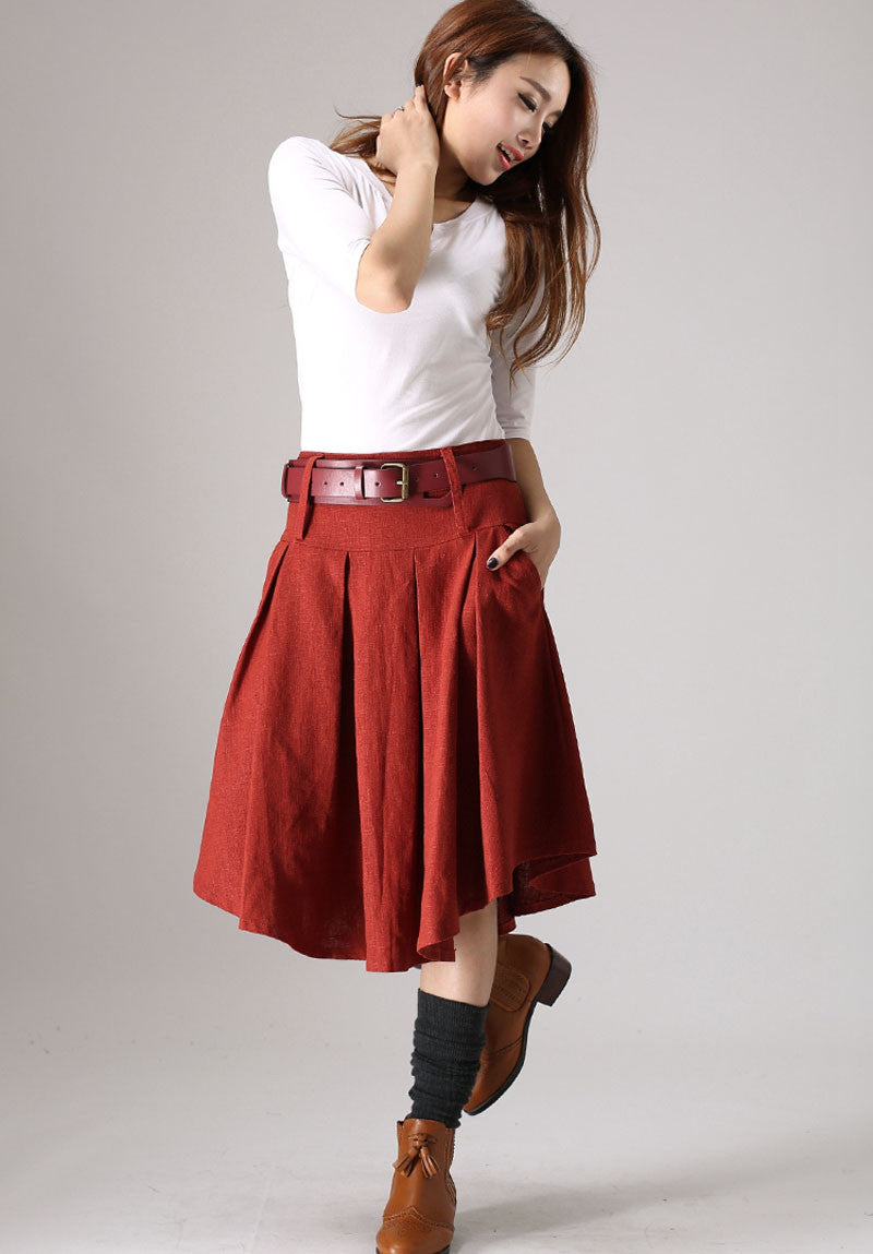 Asymmetrical Pleated A line skirt  0852#
