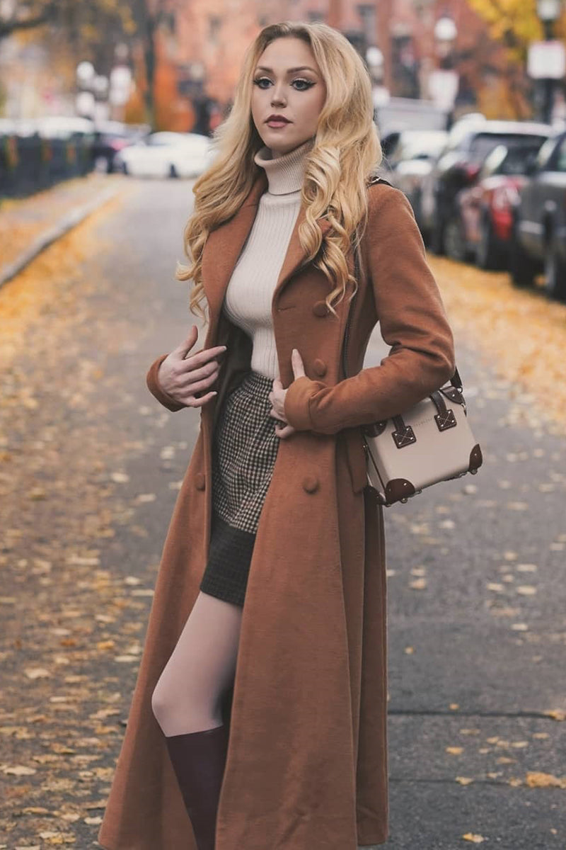 Winter Long Camel Wool Coat 3816#