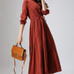 Casual linen shirt dress, womens maxi swing dress 0804#