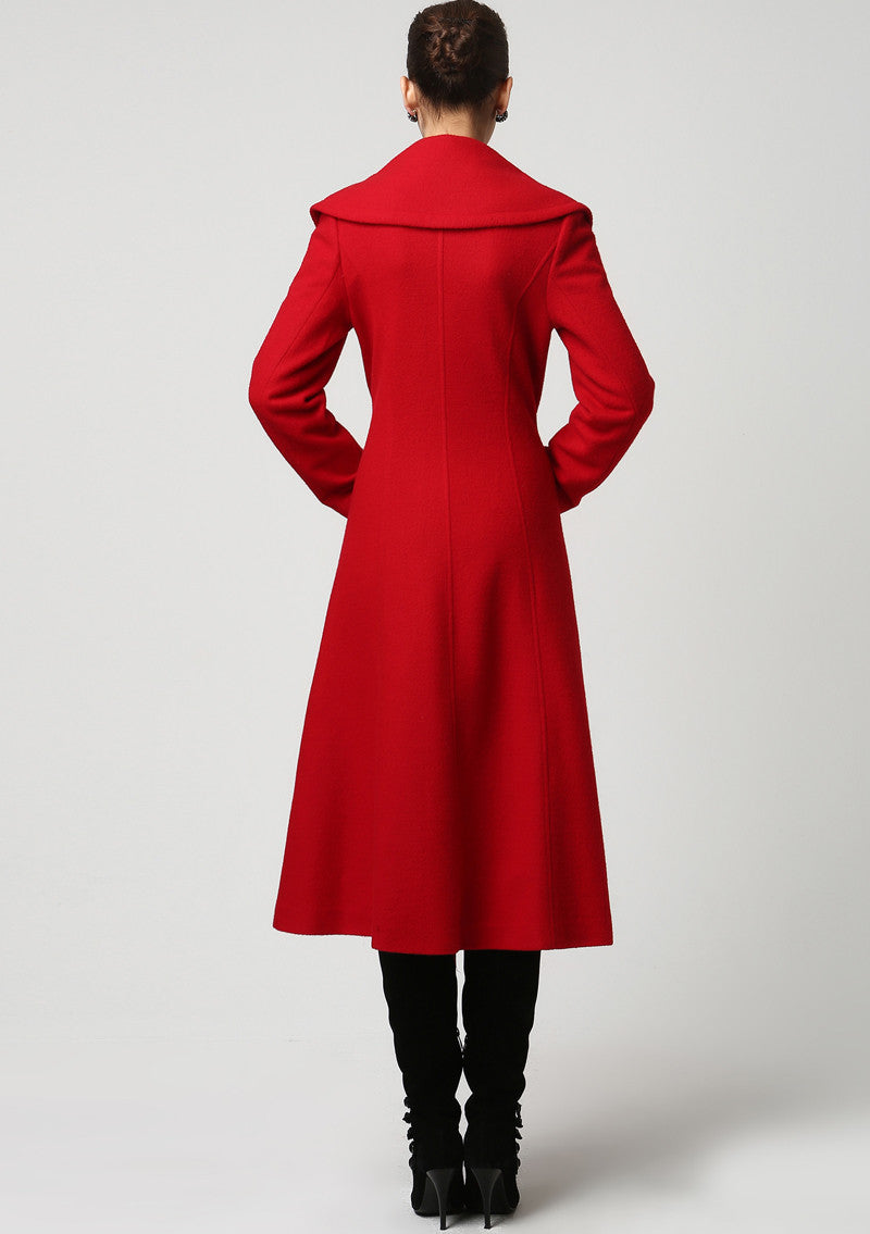 Red wool coat winter warm women coat 1116#
