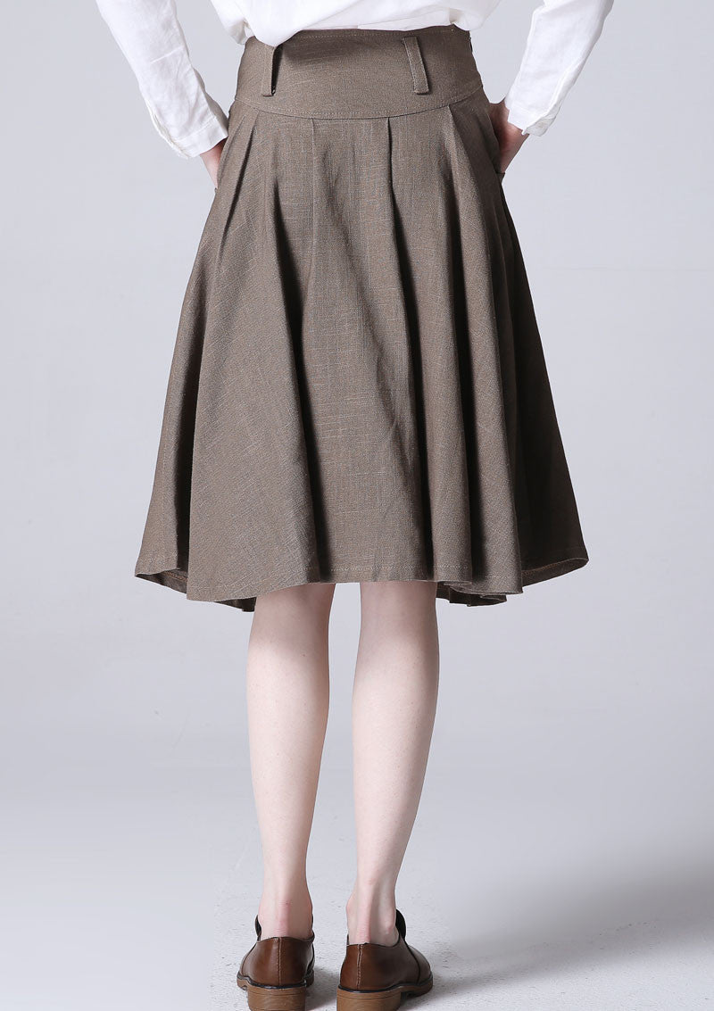 Mini linen dress women skirt 1193