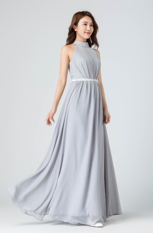 gray silk chiffon dress Dove Gray Bridesmaid Dress Chiffon Size 3X