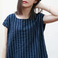 casual short-sleeved dress with loose, thin stripes CYM313