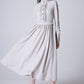 Light grey linen dress long women dress 1178#