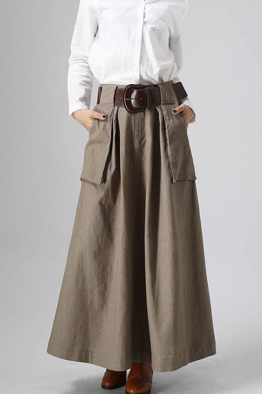 Women's long maxi skirt with big pockets  0820#
