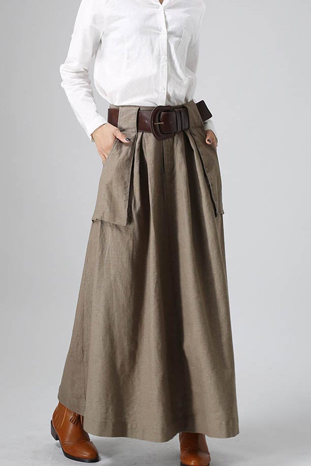 Women's long maxi skirt with big pockets  0820#