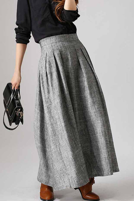 Women's Pleated A line maxi skirt  0886#