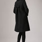 Black Wool Classic Coat with Top Buttoning - A-Line Winter Jacket Simple Style Knee Length 754#