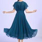 Blue chiffon dress woman Prom dress Custom made maxi dress 613#