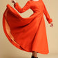 wool Maxi dress orange long dress Long sleeve dress (323)