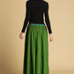long green skirt - women skirts maxi linen skirt - Custom made 0464#