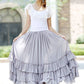 Grey long maxi wedding guest skirt 1020#