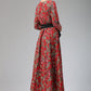 Ethnic print maxi dress linen dress A-line dress (693)
