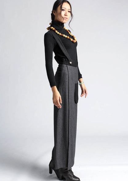 Gray wool pants 0422#