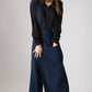 Blue linen trousers woman long pants (841)