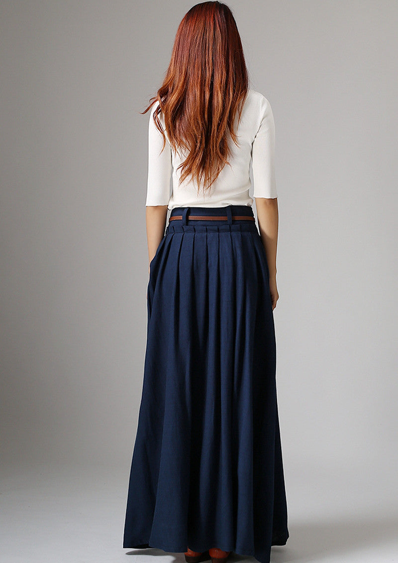 Pleated maxi skirt linen Clearance