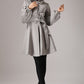Gray short wool coat - womens winter jacket with Long lantern sleeves - cashmere coat (759T)