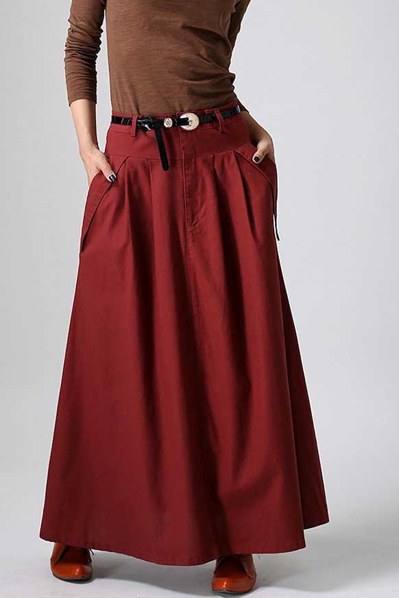 women's maxi skirt in red 0901#