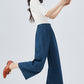 Blue Elastic Waist Linen Pants 4153