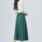 Green Midi Wrap Linen Skirt 4155