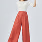 Red High Waisted Linen Pants 4150