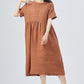 Women Short Sleeves Linen Dress 4158