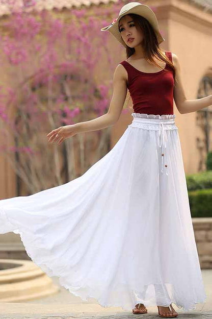 Swing maxi skirt in White 0944#