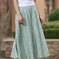 Green floral skirt woman summer skirt custom made print skirt long linen skirt 0948#