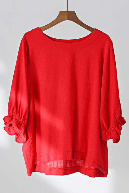 Princess sleeve round collar top for women J009-26