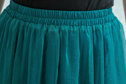 Women A Line Boho Elastic Waist Chiffon Skirt 2913