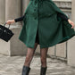 Green Hooded Wool Cape Coat Women 3141