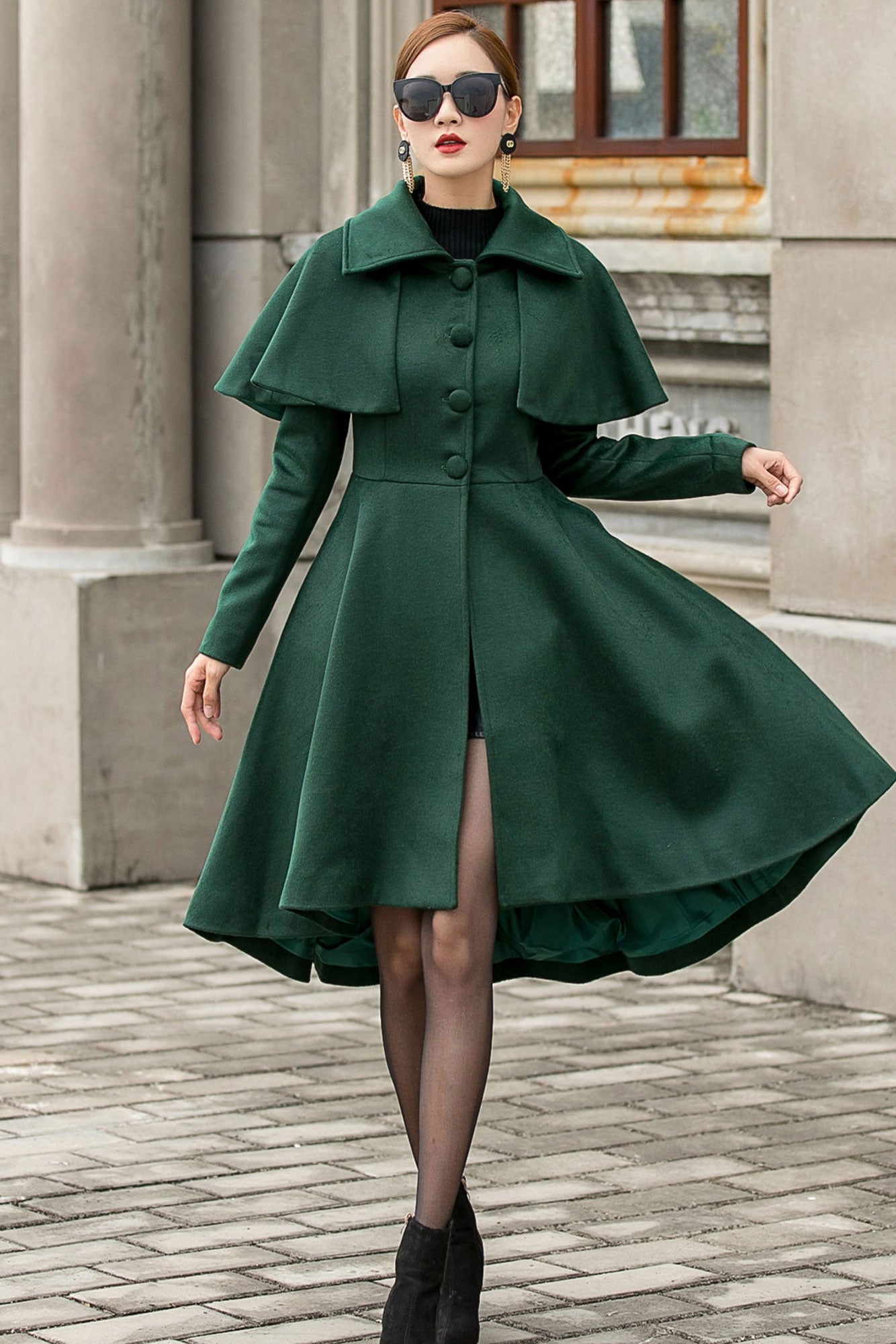 Green wool shop coat womens